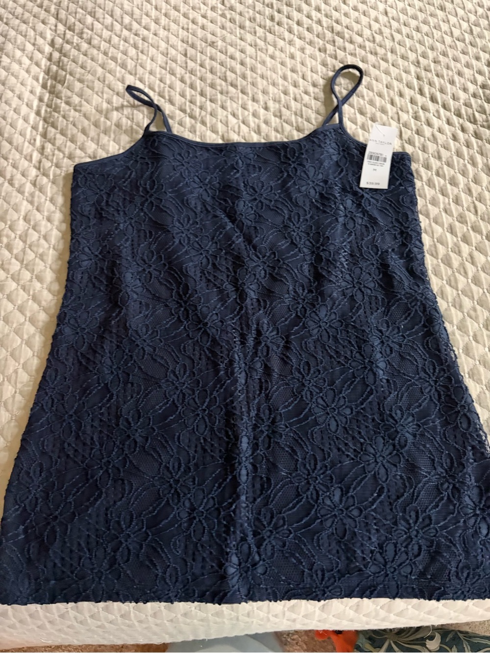 Ann Taylor Navy Floral Lace Camisole Size M NWT